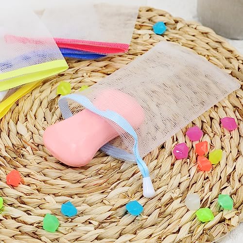 Mozeat Lens 10 PCS Soap Bags Handmade Soap Bubble Mesh Bags Exfoliating Soap Saver Pouch Net Bags with Drawstring Body Facial Cleaning Tool for Bath & Shower (Assorted Colors) - color: 10pcs 5.7 x 3.9 inches