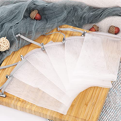 Cobahom 6 Pack 6 x 3.5 Inch Mesh Soap Bag Mesh Foaming Net Soap Sack Bags | Soap Handmade Soap Bubble Mesh Net Bags with Drawstring, Mesh Soap Saver Pouch Bag for Bath & Shower (Gray) - size: 6 Pcs Grey Soap Bag