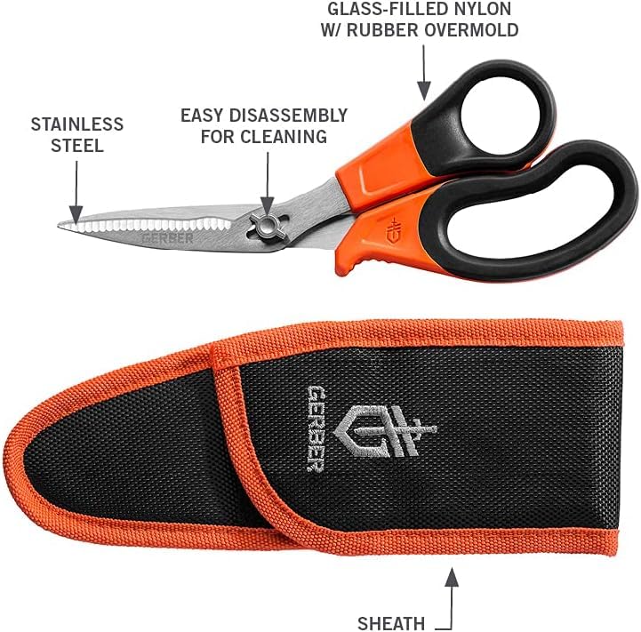 Gerber Vital Take-Apart Poultry Kitchen & Hunting Shears, Serrated, Orange