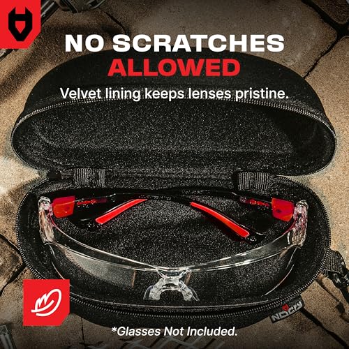 NoCry Glasses Case Hard Shell with Velvet Lining, Reinforced Zipper & Belt Clip — Protective Sunglasses or Eyeglass Case for Sunglass or Safety Glasses, Perfect Storage for Travel — For Men and Women - size: For Glasses, style: Original