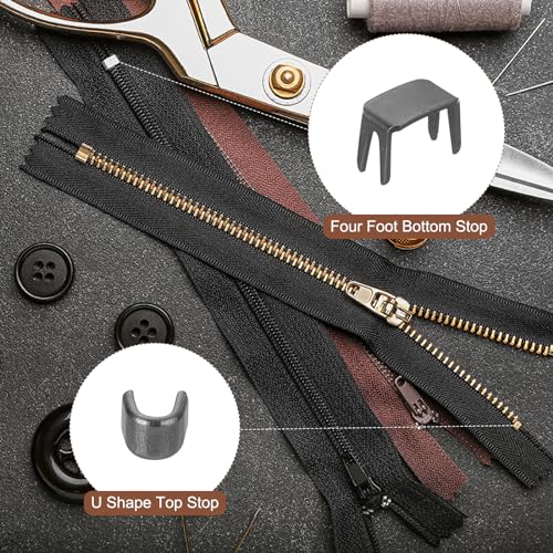 uxcell #3 Zipper Slider Retainers Kit, 20Pcs Bottom Stops & 40Pcs Top Stops for Bags Coats Jackets Closed-end Zippers Replacing, Black - color: Black, size: #3
