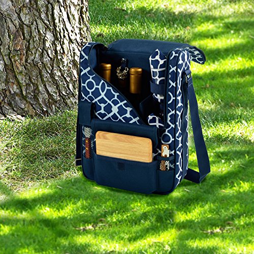Picnic at Ascot Original Insulated Wine and Cheese Cooler Bag - Designed, Assembled & Quality Approved in the USA - color: Trellis Blue