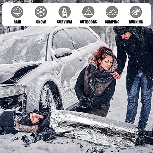 Macarrie 100 Pack 2 Size Emergency Thermal Blanket Survival - Emergency Blankets Silver Foil for Outdoors Camping Hiking First Aid Adult, 82 x 63, 82 x 51 (100 Pieces)