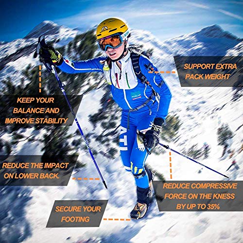 Covacure Hiking Poles Collapsible Lightweight-Aluminum 7075 Trekking Poles - color: Blue（110-130cm）