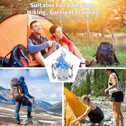 80ml Mini Backpacking Stove, Alcohol Burner with Small Stainless Steel Windshield Portable Camp Pocket Stove for Camping Hiking Survival (2PCS)