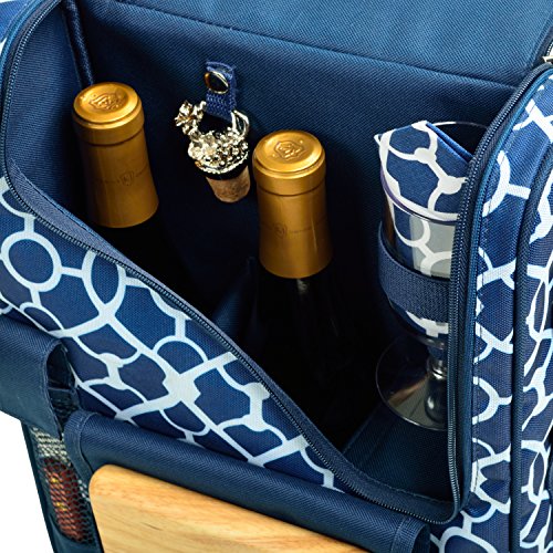 Picnic at Ascot Original Insulated Wine and Cheese Cooler Bag - Designed, Assembled & Quality Approved in the USA - color: Trellis Blue