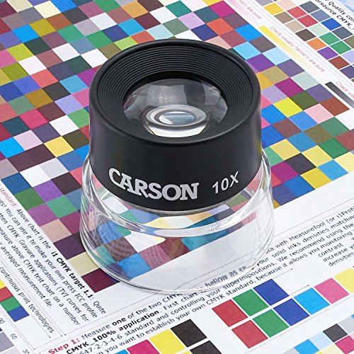 Carson LumiLoupe 10X Power Black/Clear Stand Magnifier, Ambient Light, 1.0 inch Lens Diameter, 2.0 inch Base Diameter, 2.0 x 1.75 x 2.0 inches, 0.05 kg - size: Single Pack