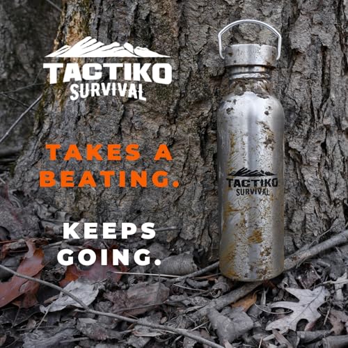 Tactiko Stainless Steel Wide Mouth Water Bottle | Single Wall Boil-Safe - color: Tan, size: 25 oz/750 ml