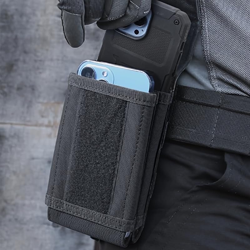 Tactical Double Layer Phone Holster Pouch with American Flag Patch Outdoor Molle Belt Waist Bag for Patriotic Independence Day Gear (White) - color: White