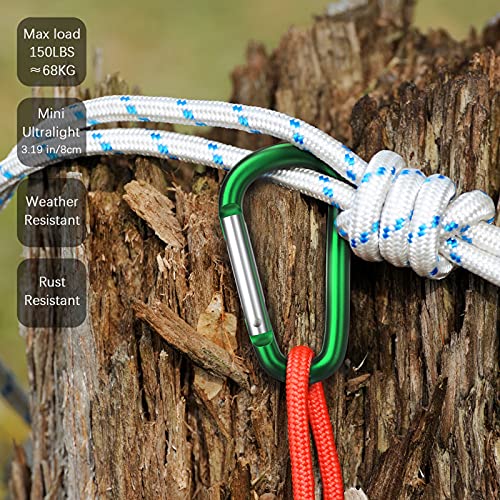 sprookber 3" Aluminum Carabiner D Ring, Caribeener Clips, Spring Snap Hook for Keychain Clip, Set of 10 - color: Multicolor