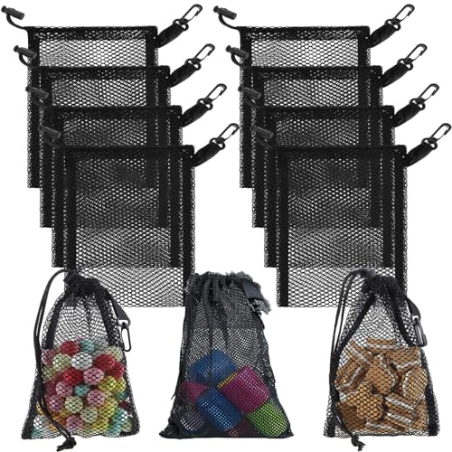 10PCS Mesh Drawstring Bags With Clips,7.9x11.8Inch Portable Nylon Storage Bags with Sliding Drawstring for toy, Sports Storage, Diving, Outdoor Activities Travel Kitchen - size: 7.9x11.8Inch