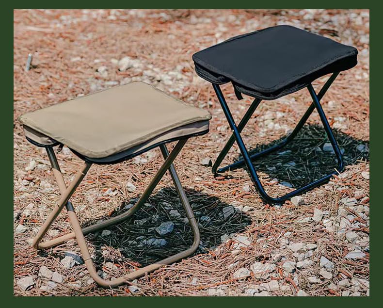 Portable Folding Camp Stool Lightweight Foldable Camping Stool Collapsible Backpacking Travel Fishing Stool Chair, Compact Folding Seat Collapsible Purse Chair(Khaki) - color: Khaki