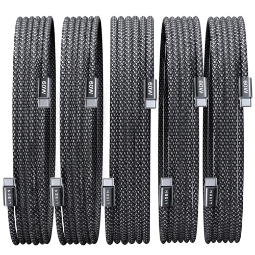 LISEN USB C Cable, 5-Pack [10FT] USBC to USBC Cable for iPhone 17 16e 15 Pro Max Charger Cord, 60W C to C Cable Fast Charging for Galaxy S25/S24/23, Switch 2, iPad, MacBook,Black - color: Black, size: 10+10+10+10+10FT