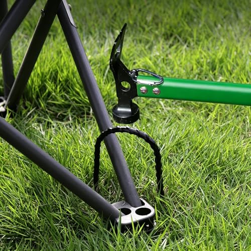 Carbon Steel Aluminum Camping Hammer, 12" Small Lightweight Three-in-One Functional Tent Stake Hammer for Hiking Kit Green - color: Green