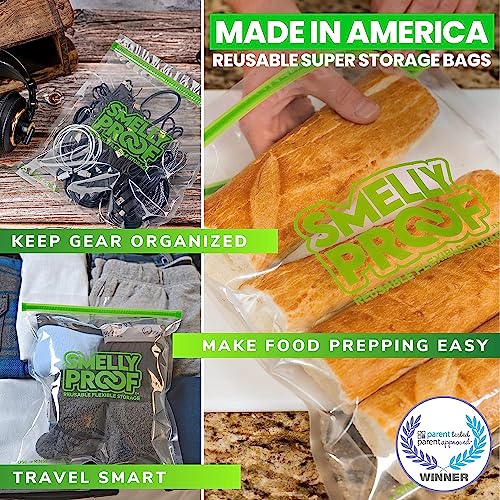 Smelly Proof XL Reusable Food Storage Bags, Extra Large Reusable Large Bag for Food, Tools, Craft, Clothing Storage, Reusable Freezer Bags, US MADE, BPA FREE, NO PEVA, 3-mil, 10.5 x 12" GALLON, 15-Pk - size: 15pk XL 10.5x12" Gallon
