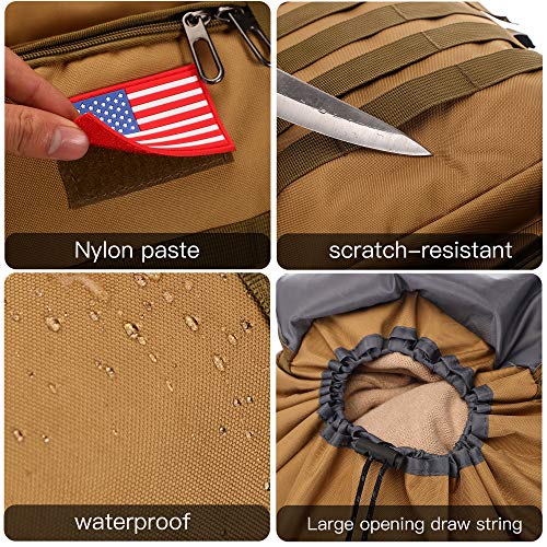 King'sGuard 70L Camping Hiking Backpack for Men Women Large Military Tactical Backpack Molle Rucksack Backpack for Outdoor - color: Khaki