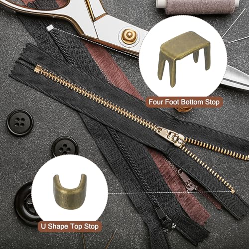 uxcell #5 Zipper Slider Retainers Kit, 20Pcs Bottom Stops & 40Pcs Top Stops for Bags Coats Jackets Closed-end Zippers Replacing, Bronze - color: Bronze, size: #5
