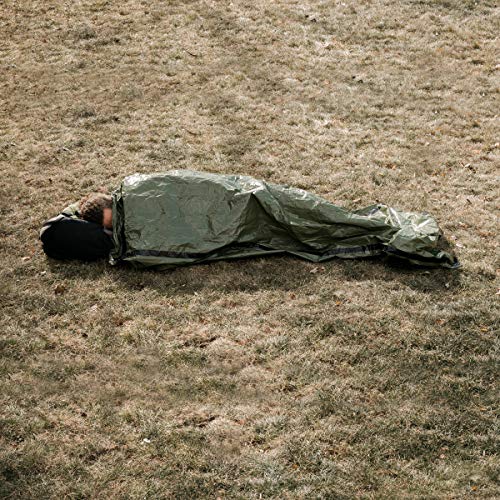 Survival Frog Tact Bivvy 2.0 Emergency Sleeping Bag with Stuff Sack, Carabiner & Survival Whistle – Compact, Lightweight, Waterproof, Reusable Thermal Bivy Sack Shelter Kit - color: New 2.0 Tactical Green
