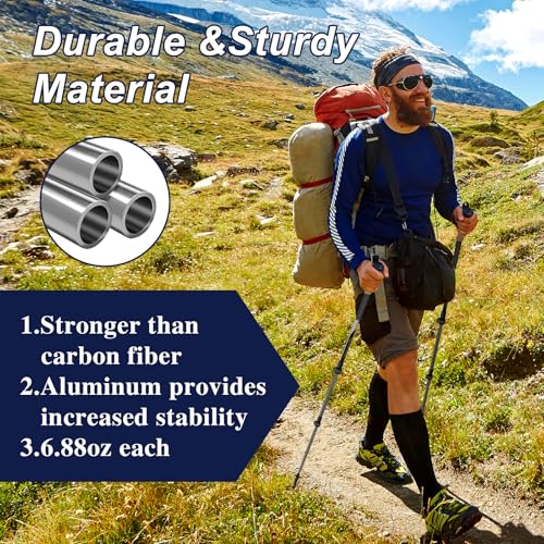 Hiking Poles, Ultra-Light Telescopic Trekking Poles,Portable Walking Sticks with Adjustable Height for Men and Women - color: Black