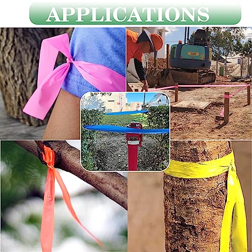 24 Pack Fluorescent Pink Flagging Tape, 1.18 in. x 150 ft | Non-Adhesive Plastic Ribbon Neon Marking Roll, Caution Tape,Tree Marking Tape Hunting Trail Tape,3.35 Mil - color: Pink, size: 1.18" x 150'