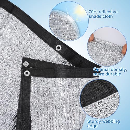 10' x 20' 70% Reflective Aluminet Shade Cloth, UV Protection and Cooling | Durable Sun Protective Shade Covers, with Grommets, for RV Camping, Chicken Coop, Garden Greenhouse, Pickup Trunk - size: 10FT x 20FT
