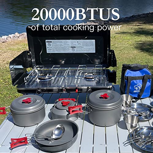 FineFlame Camping Stove, Propane Portable Camp Stove, 20000BTU-2 Burners - color: Black-2 burner-20000BTU