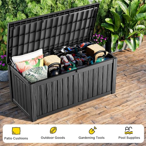200 Gallon Large Outdoor Storage Box, Black - color: Black, size: 201 Gallon
