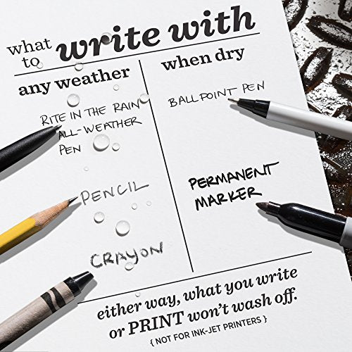 Rite in the Rain Weatherproof Copier Paper, 8.5" x 11", 20# White, 200 Sheet Pack (No. 8511) - color: White, size: 8.5" x 11" (200 Sheets) - 8511