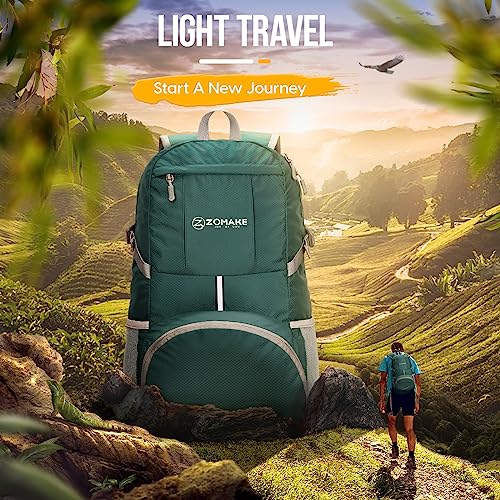 ZOMAKE Lightweight Packable Backpack 35L, Water Resistant Foldable Day Pack | Collapsible Hiking Backpacks, Compact Folding Daypack for Travel Camping, Everyday Carry, Multi-Pocket Layout(Army Green) - color: Army Green