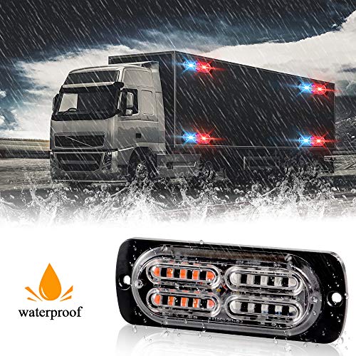 4PCS Strobe Lights for Truck 12-24V Emergency Hazard Flashing LED Light Bar | 20LED Super Bright, Slim Surface Mount, Caution Hazard Warning Light for Car Truck Vehicle SUV ATV, IP68 Waterproof, Red Blue - color: Red&Blue