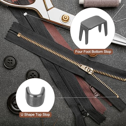 uxcell #5 Zipper Slider Retainers Kit, 20Pcs Bottom Stops & 40Pcs Top Stops for Bags Coats Jackets Closed-end Zippers Replacing, Black - color: Black, size: #5