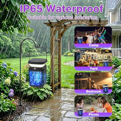 ZENO Solar Bug Zapper, 3-in-1 Waterproof Mosquito Killer & LED Lantern | Dual folding solar panels & USB rechargeable battery. Portable, efficient indoor/outdoor insect trap for camping, yard, patio