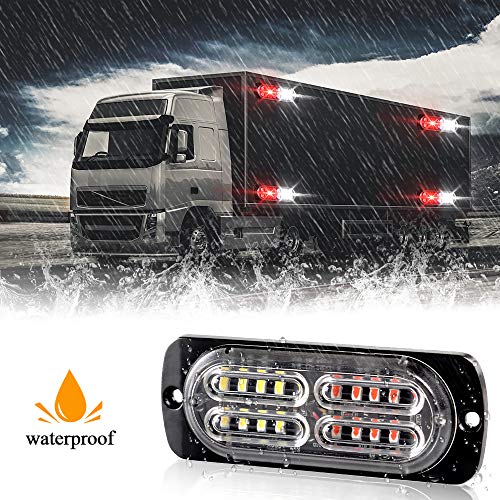 12-24V 20-LED Super Bright Emergency Strobe Warning Caution Hazard Construction Waterproof Flashing Strobe LED Light Bar Surface Mount for Car Truck SUV Van (Red White) - color: Red&White