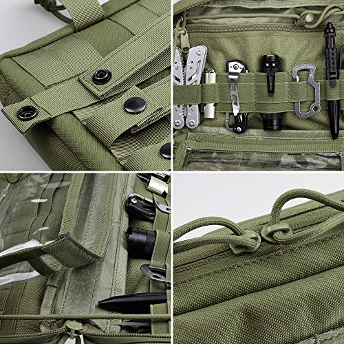 WYNEX Tactical Admin Molle Pouch, Medical EDC EMT Utility Bag Shell Design Attachment Pouches 1000D Nylon Hiking Belt Bags - color: Green (Upgraded)