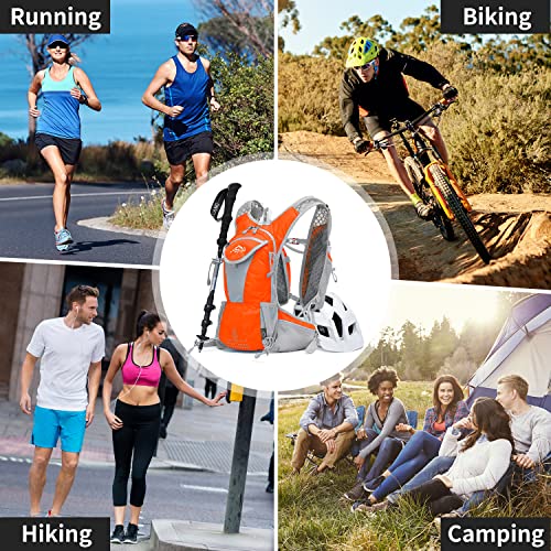 IX INOXTO Hydration Pack Backpack, Lightweight Water Backpack with 2L Hydration Bladder Daypack for Men Women,Running Hydration Vest for Trail Running Hiking Cycling Race Climbing - color: Light orange
