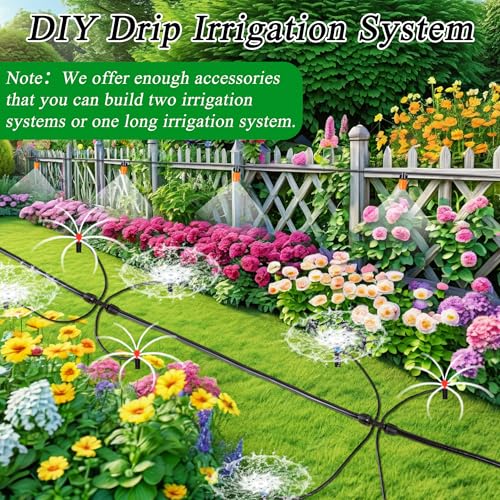 235FT Drip Irrigation System Kit, Automatic Drip Irrigation Kit with 1/2 inch Hose 1/4 inch Distribution Tubing and Accessories - size: 235 FT (38FT Main tube+197FT Distribution tube)