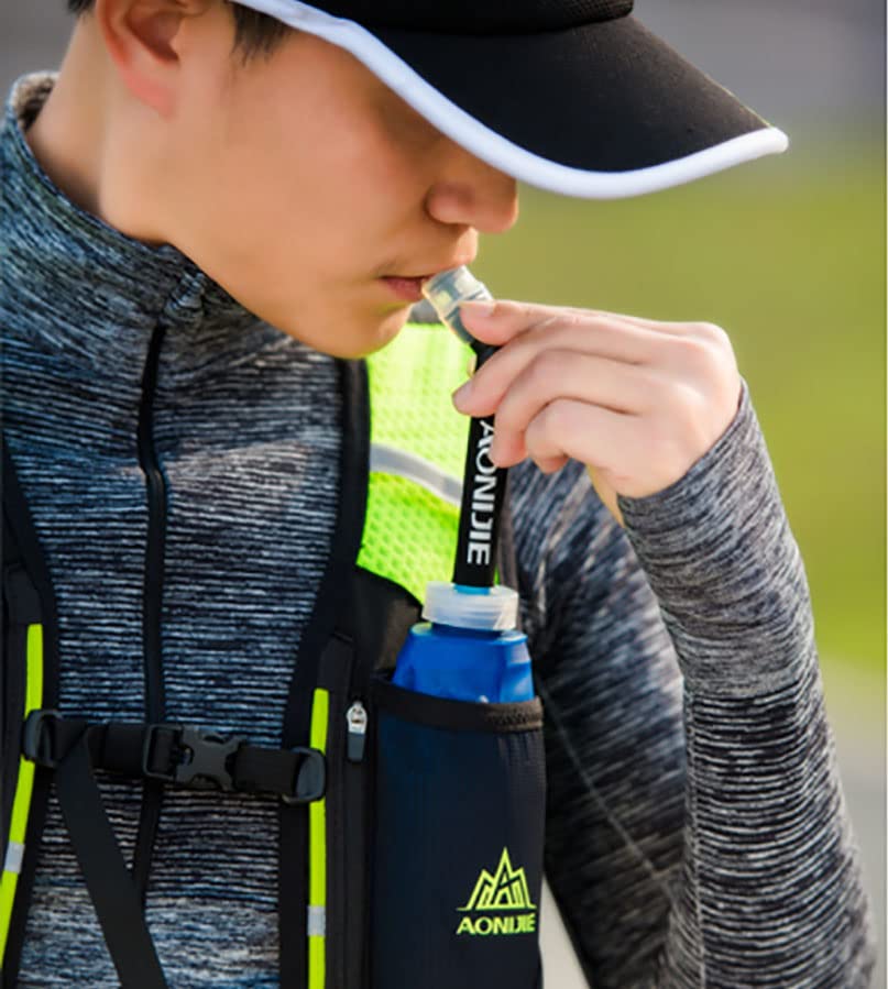AONIJIE TPU Soft Flask Water Bottle Collapsible Running Flask for Hydration Pack, BPA Free, Wide Opening, for Outdoor Sports Hydration - color: A#500ml with straw- 2 Pcs