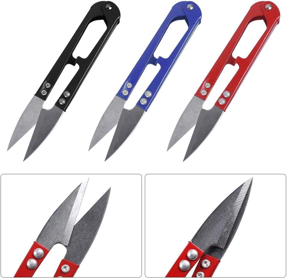 UCEC 24 Pack Thread Snips Sewing Snips Small Scissors Thread Cutter for DIY | Crochet Thread Cutter & Yarn Cutter for Stitching, Embroidery, Knitting & DIY Crafts, Mini Sewing Scissors, Random Colors - color: Red & Blue & Black-24 Pack