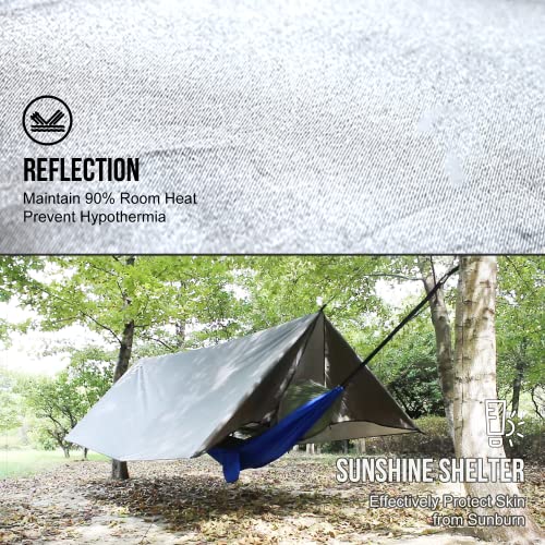 LYN Extra Large Zipper Reusable Survival Emergency Shelter Tent,Thermal Waterproof Fireproof Lightweight Bugout, with Paracord✚Stake for Camping,First Aid,Hiking&Bushcraft - size: XXXXX-Large