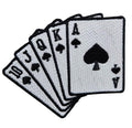 3.5" Embroidered Straight Flush Card Iron On Patch | Decorative Las Vegas Poker Casino Jack Queen King Ace Applique Iron On/Sew On Patches for Clothing, Hats, Clothes, Backpacks, Holes, Jackets