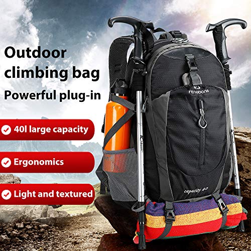 FENGDONG 40L Waterproof Lightweight Outdoor Daypack Hiking,Camping,Travel Backpack for Men Women Black - color: A2-black