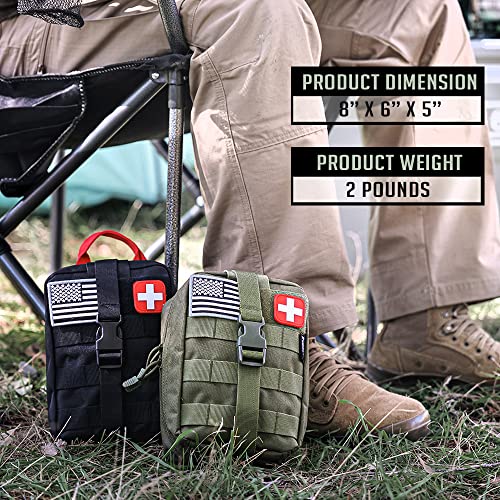 EVERLIT 250 Pcs Survival First Aid Kit | IFAK Outdoor Survival Kit Emergency Kit For Camping Hiking Hunting Earthquake Emergency Preparedness - color: Od Green