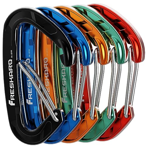 FresKaro 15kN-3372lbs Heavy Duty Wiregate Carabiners, Reliable Time-Tested Stainless Steel Spring Gate, for Camping, Hiking, Hammocks, Backpacking, Dog Leash etc., 3.15inch - color: Black-4pcs