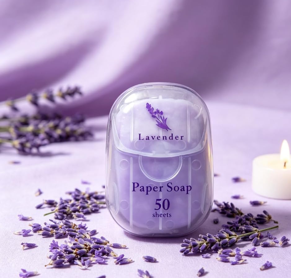 Mint Scented Paper Soap Sheets, Travel Soap Sheets Portable Case Purple - color: Purple