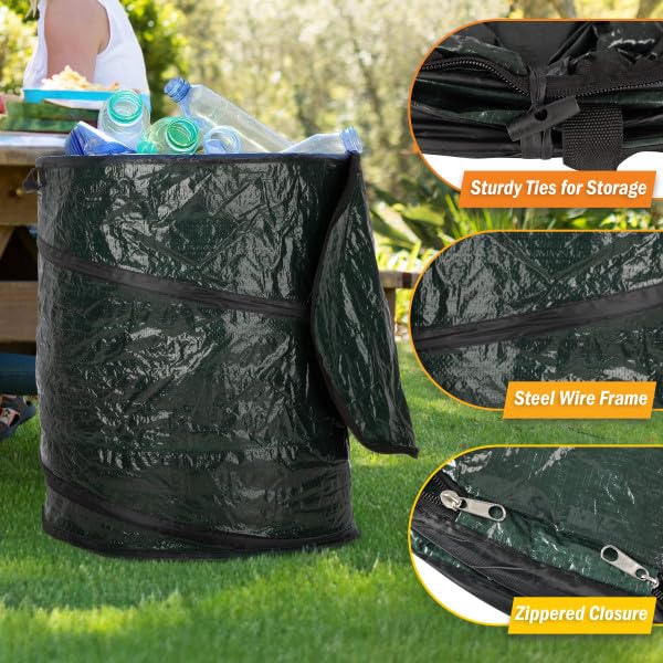 Wakeman Outdoors Collapsible Trash Can, 44-Gal, 29.5-Gal, 23.1-Gal, 3-Pack | Outdoor Portable Pop Up Trash Cans for Parties, Laundry Hamper, Collapsible Yard Waste Bag Leaf Bin - Camping Essentials - size: 44-Gallon, 29.5-Gallon, and 23.1-Gallon