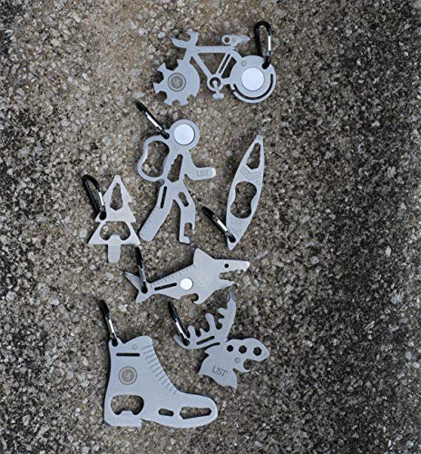 UST Tool-a-Long Multi-Tool Carabiners with Durable, Compact Stainless Steel Construction for Hiking, Kayaking, Camping, Travel and Outdoor Survival - style: Standing Moose