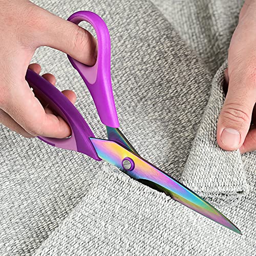 Craft Scissors Set of 3 Pack, All Purpose Sharp Titanium Blades Shears, Comfort Grip Handle, Multipurpose Fabric Scissors Tool Great for Adults, Office, Sewing, School and Home Supplies, Purple - color: Purple