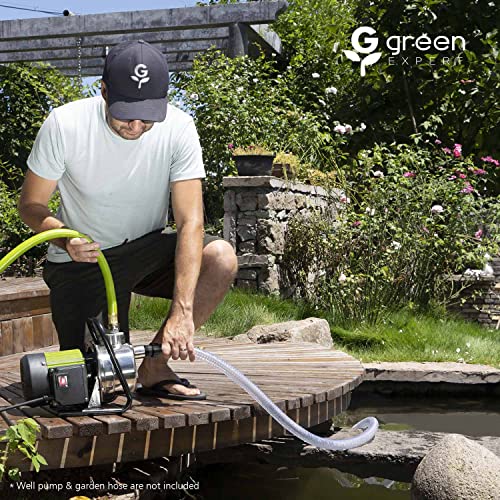Green Expert 1" ID Inlet Hose Kit with End Valve and Threaded Adapter, 25-Foot Transparent PVC Pipe for Shallow Well Pumps Booster system Water Intake, All-in-One Easy Installation Pump Accessory - size: 25FT