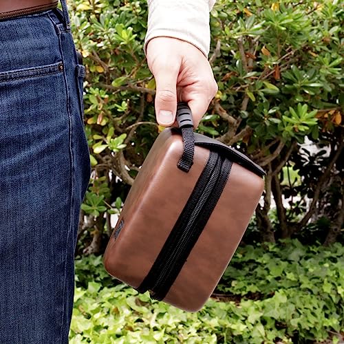 USA Gear Hard Shell Camera Case for DSLR & Mirrorless Cameras, Compatible with Canon, Nikon, Sony & Fujifilm - Fits EOS R100, Rebel T7 / 2000D, Nikon Z30, Sony A7III / A7 IV, Fujifilm X-T5 / X-T50 - color: Brown Vegan Leather