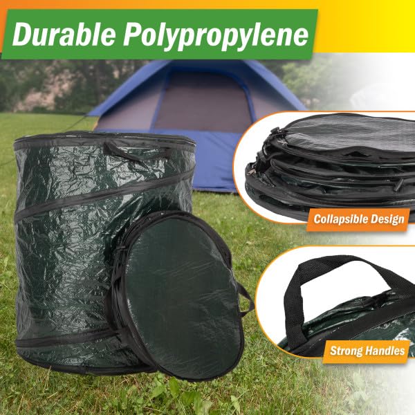 Wakeman Outdoors Collapsible Trash Can, 44-Gal, 29.5-Gal, 23.1-Gal, 3-Pack | Outdoor Portable Pop Up Trash Cans for Parties, Laundry Hamper, Collapsible Yard Waste Bag Leaf Bin - Camping Essentials - size: 44-Gallon, 29.5-Gallon, and 23.1-Gallon